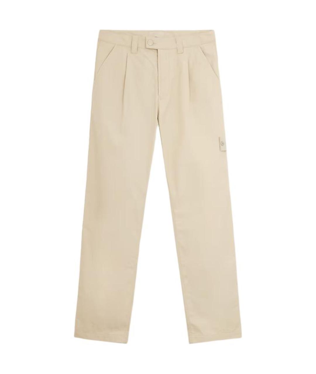STONE ISLAND Бежевые хлопковые повседневные брюки, фото 1