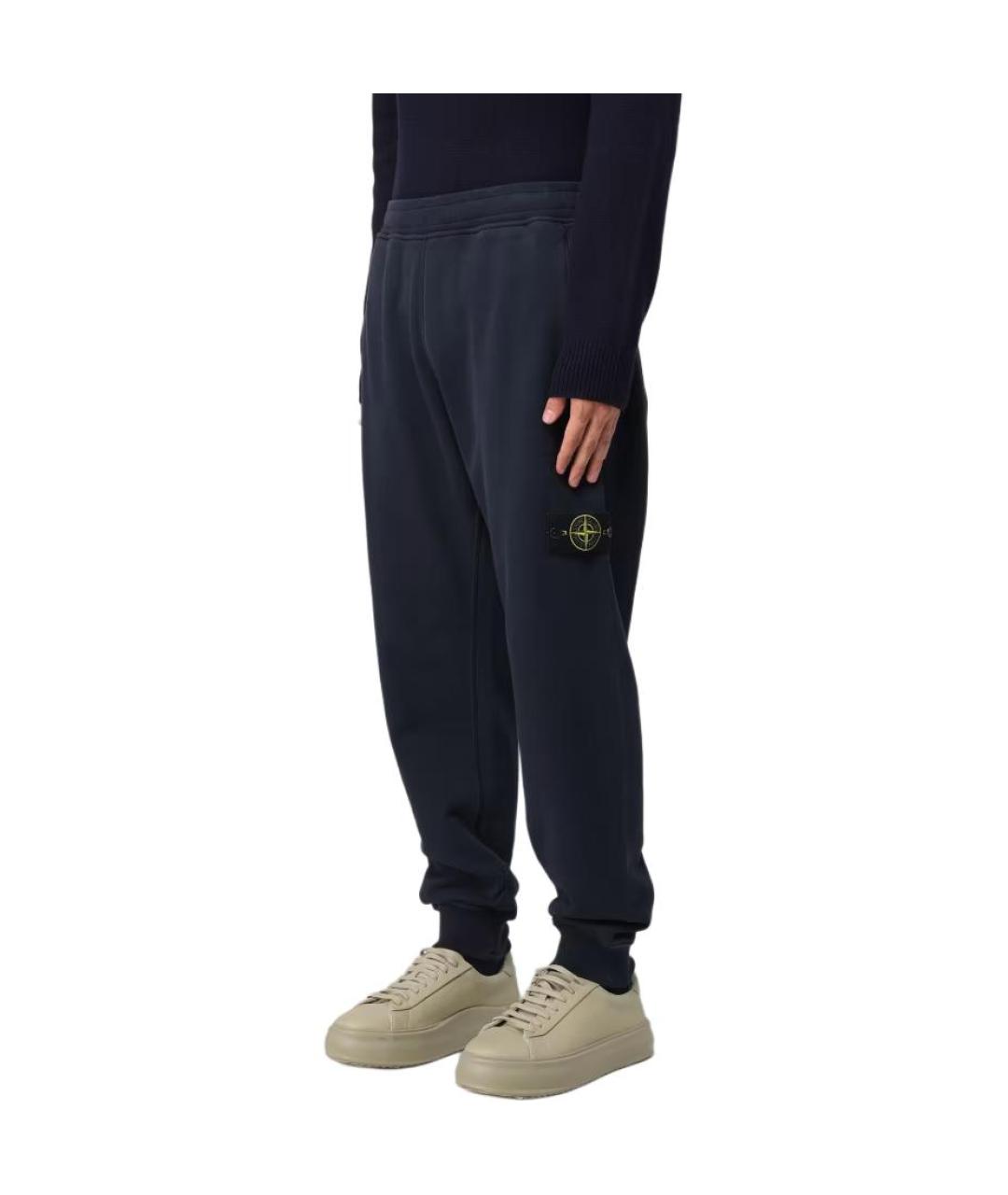 STONE ISLAND Темно-синие хлопковые повседневные брюки, фото 4