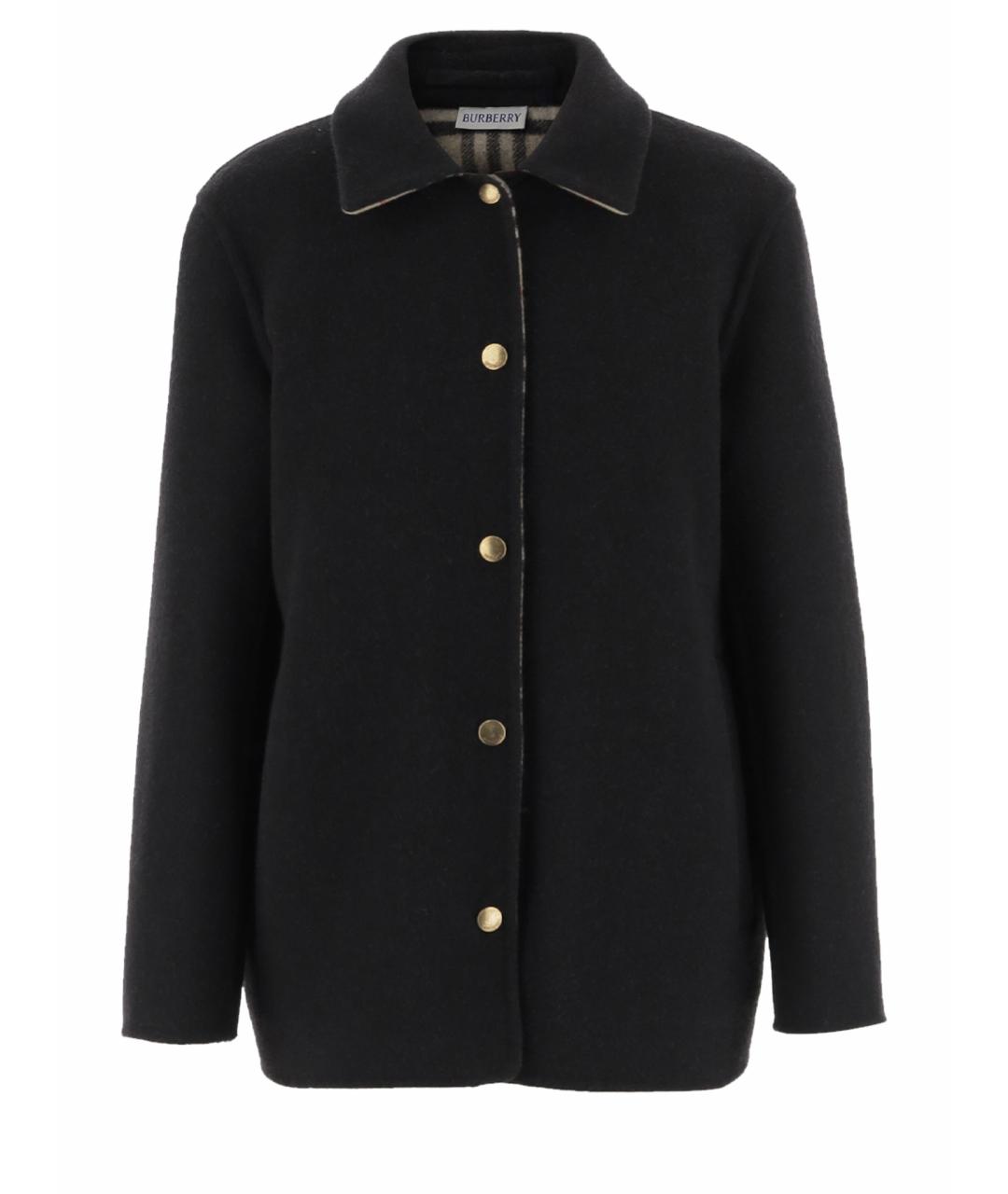 BURBERRY Черное шерстяное пальто, фото 1