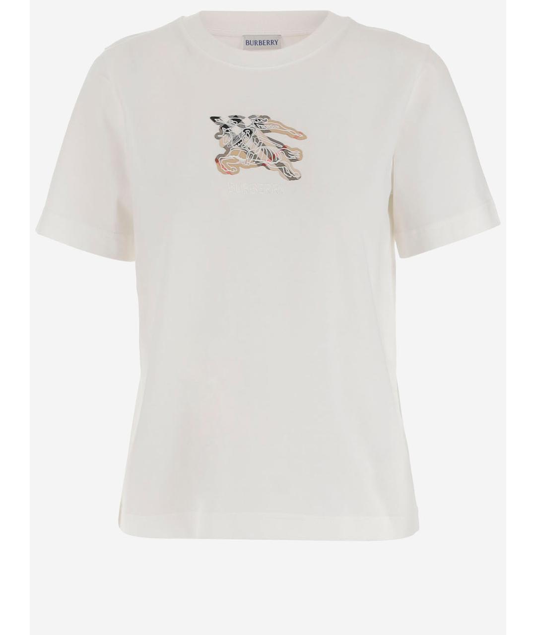 BURBERRY Белая хлопковая футболка, фото 4