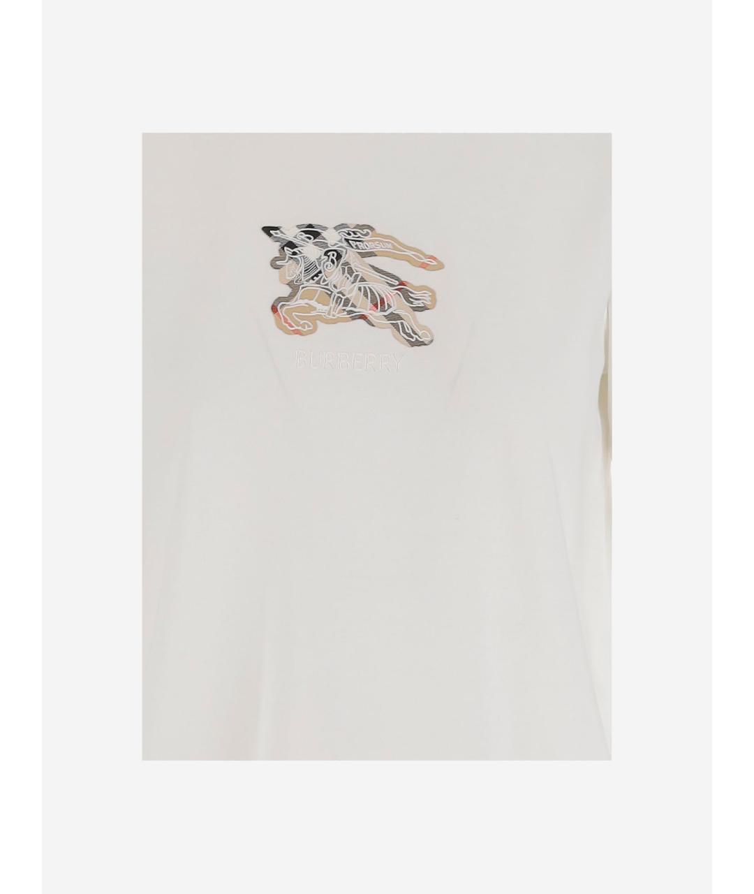 BURBERRY Белая хлопковая футболка, фото 3
