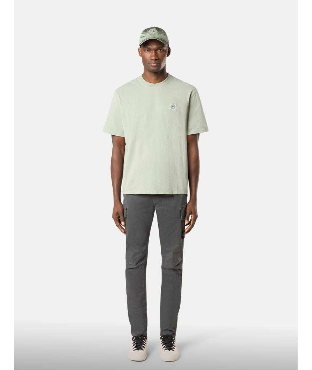 STONE ISLAND Зеленая хлопковая футболка, фото 4