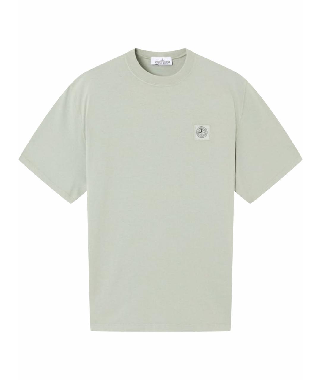 STONE ISLAND Салатовая хлопковая футболка, фото 1
