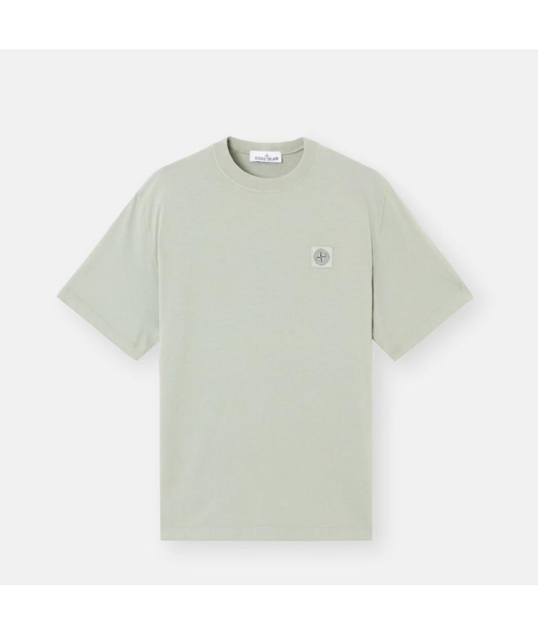 STONE ISLAND Салатовая хлопковая футболка, фото 6