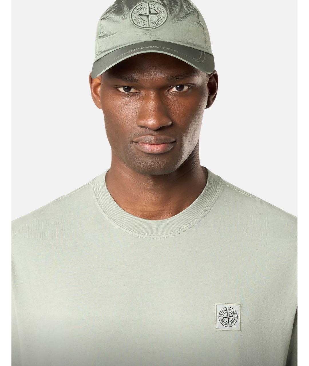 STONE ISLAND Салатовая хлопковая футболка, фото 2