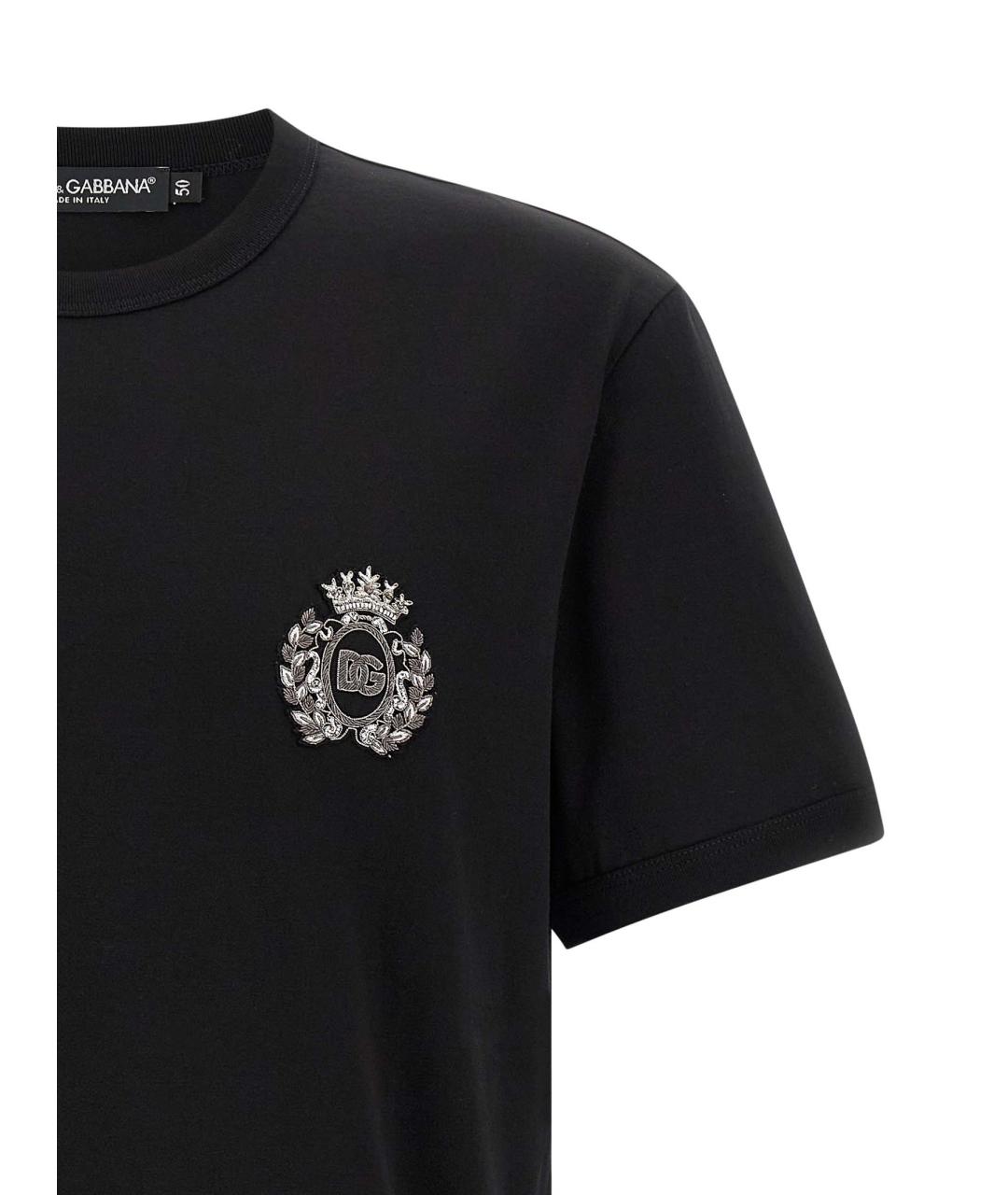DOLCE&GABBANA Черная хлопковая футболка, фото 3
