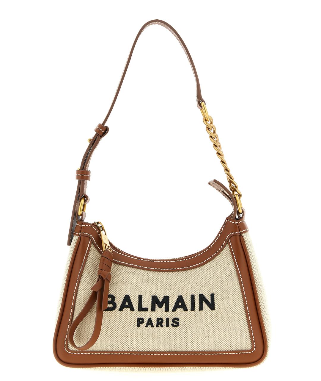 BALMAIN Бежевая хлопковая сумка через плечо, фото 1