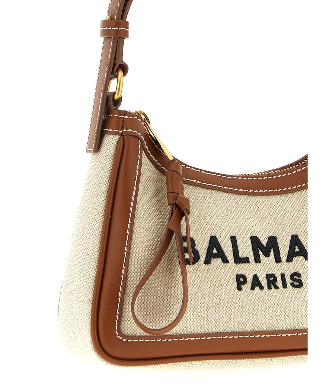 BALMAIN Бежевая хлопковая сумка через плечо, фото 3