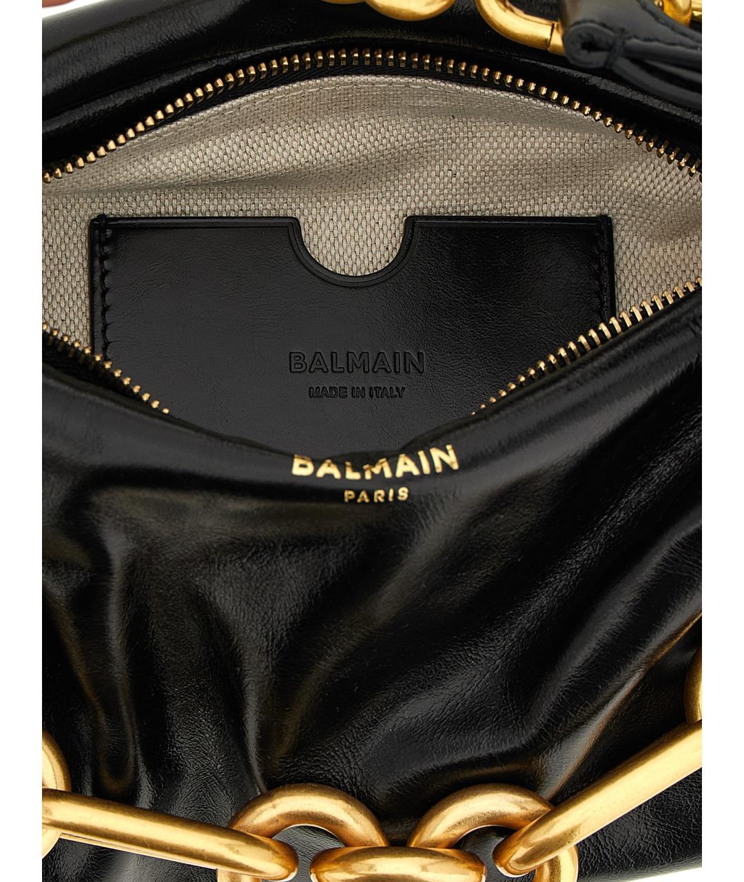BALMAIN Черная кожаная сумка через плечо, фото 4