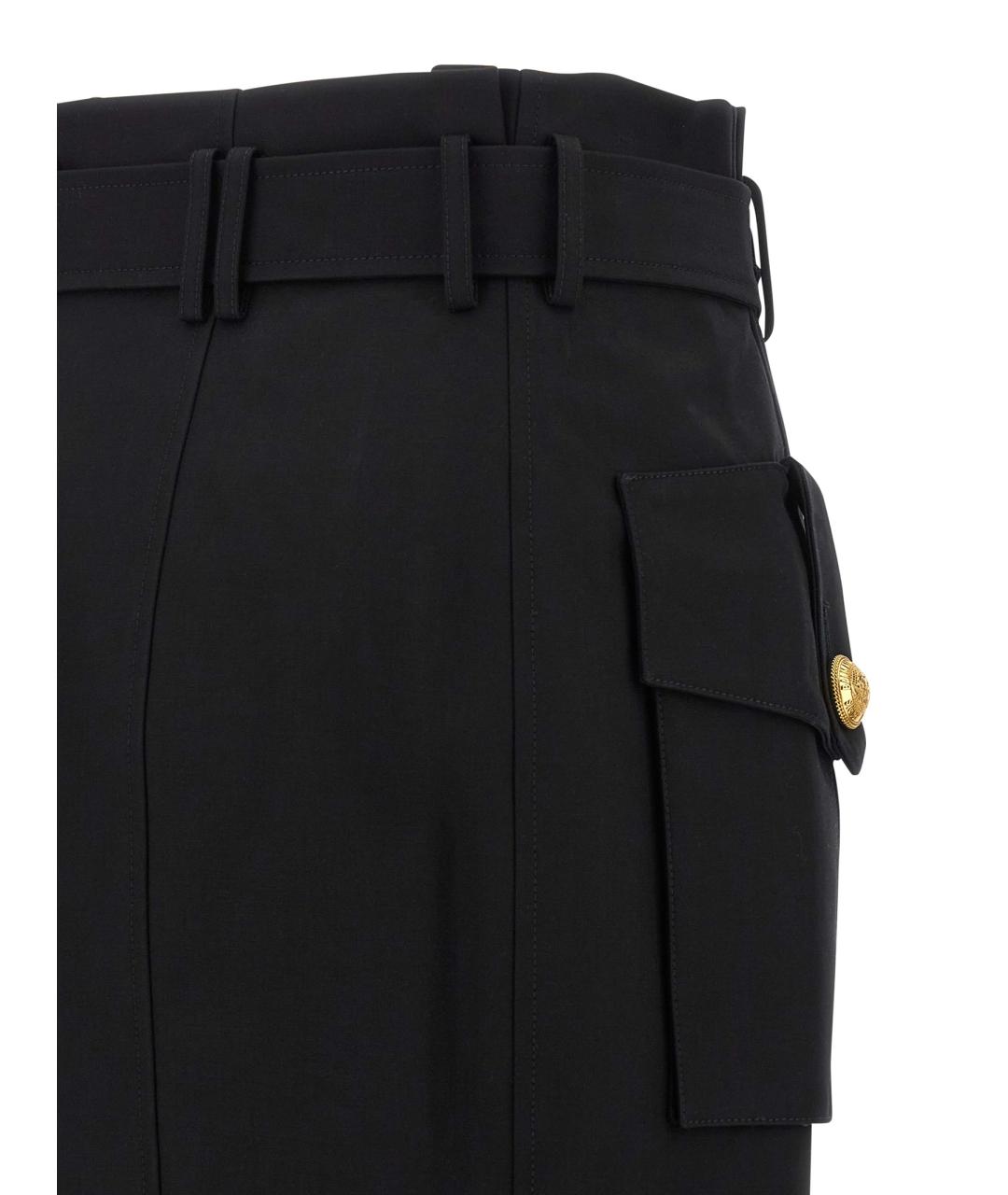 BALMAIN Черная хлопковая юбка миди, фото 4