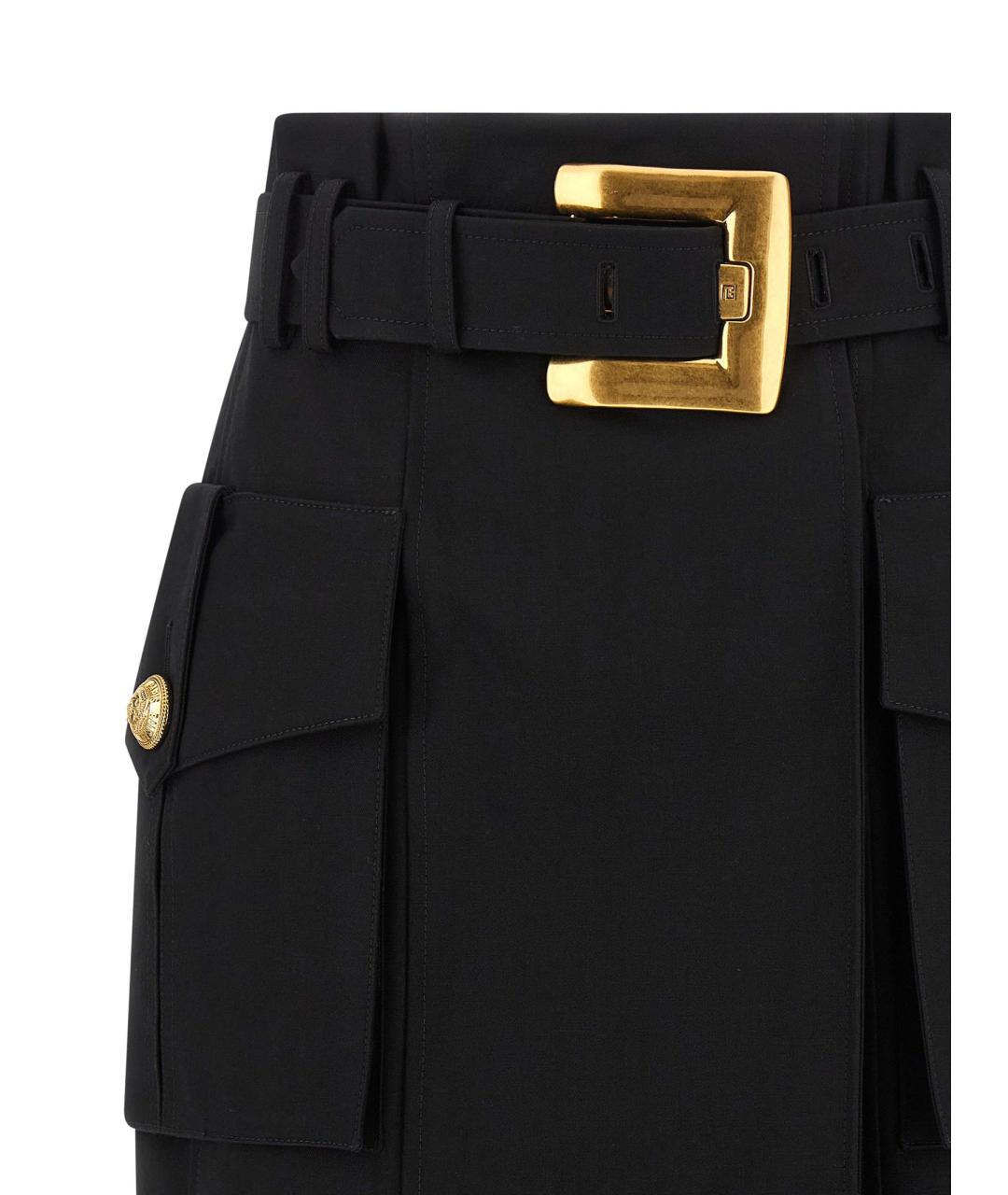 BALMAIN Черная хлопковая юбка миди, фото 3