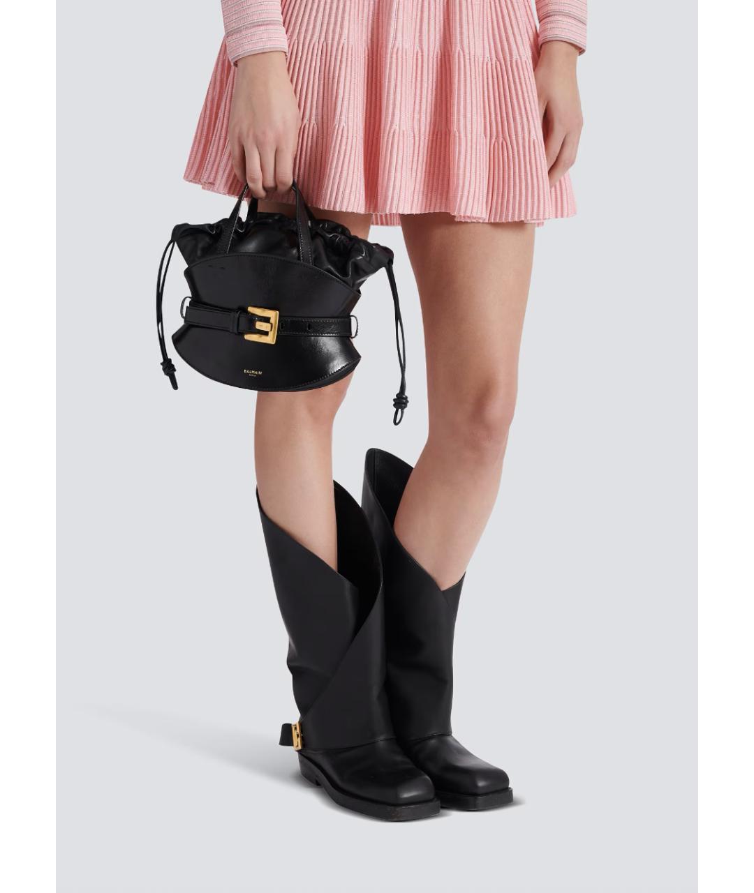 BALMAIN Черная кожаная сумка тоут, фото 5