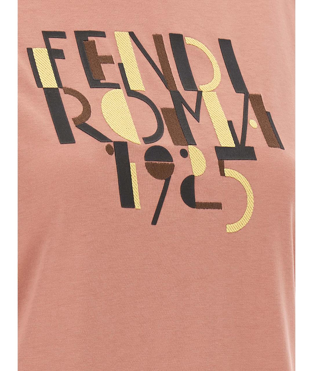 FENDI Розовая хлопковая футболка, фото 4