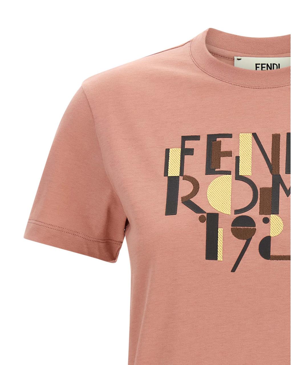 FENDI Розовая хлопковая футболка, фото 3