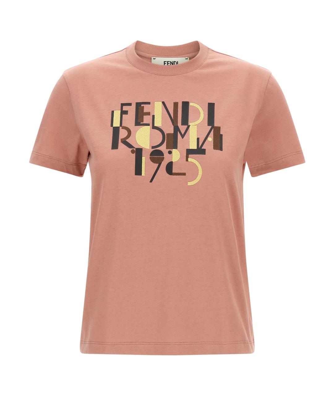 FENDI Розовая хлопковая футболка, фото 1