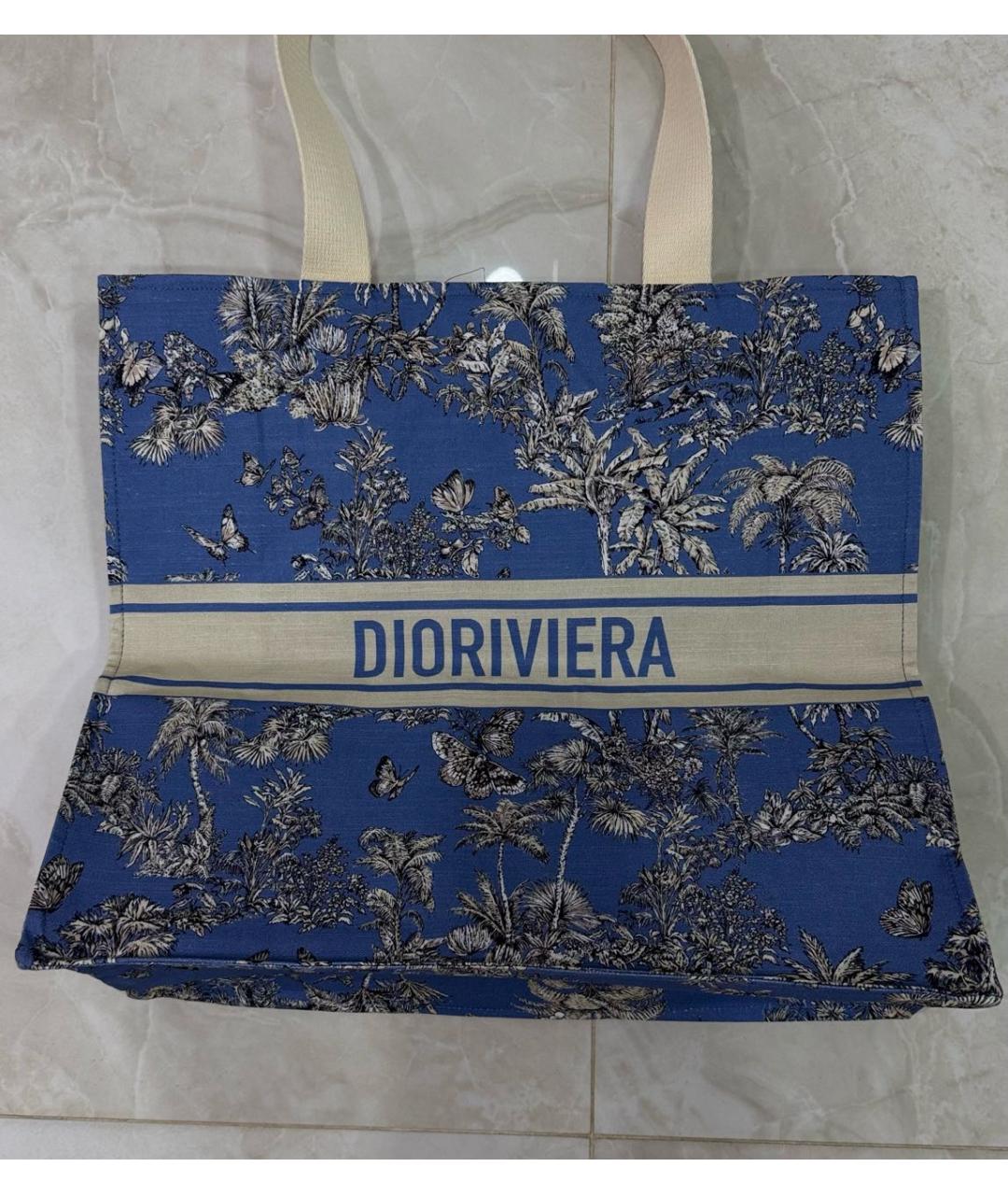CHRISTIAN DIOR Голубая тканевая пляжная сумка, фото 4