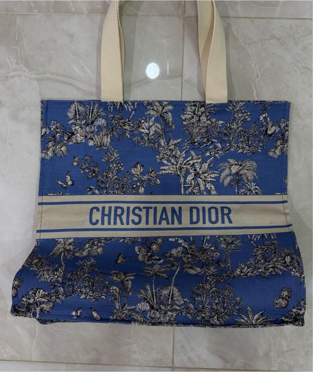 CHRISTIAN DIOR Голубая тканевая пляжная сумка, фото 3