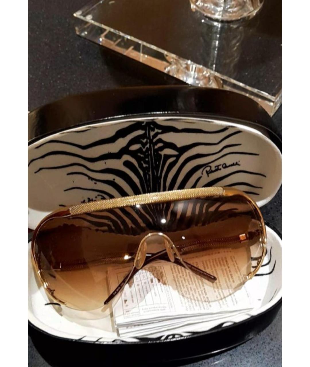 ROBERTO CAVALLI Золотые металлические солнцезащитные очки, фото 6