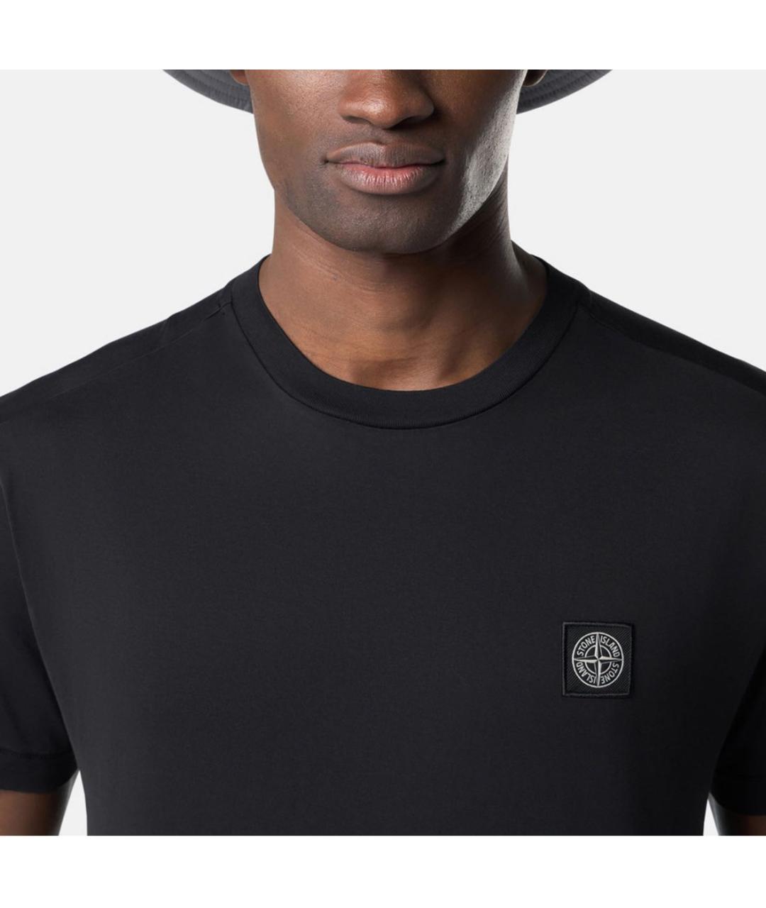 STONE ISLAND Черная хлопковая футболка, фото 2