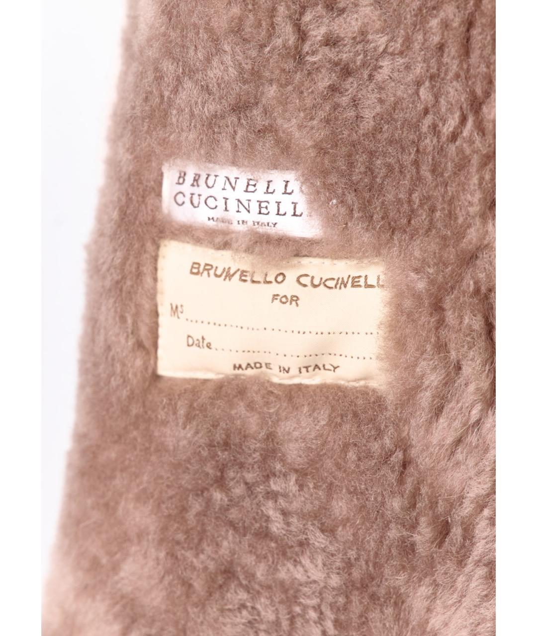 BRUNELLO CUCINELLI Бежевая кожаная дубленка, фото 3