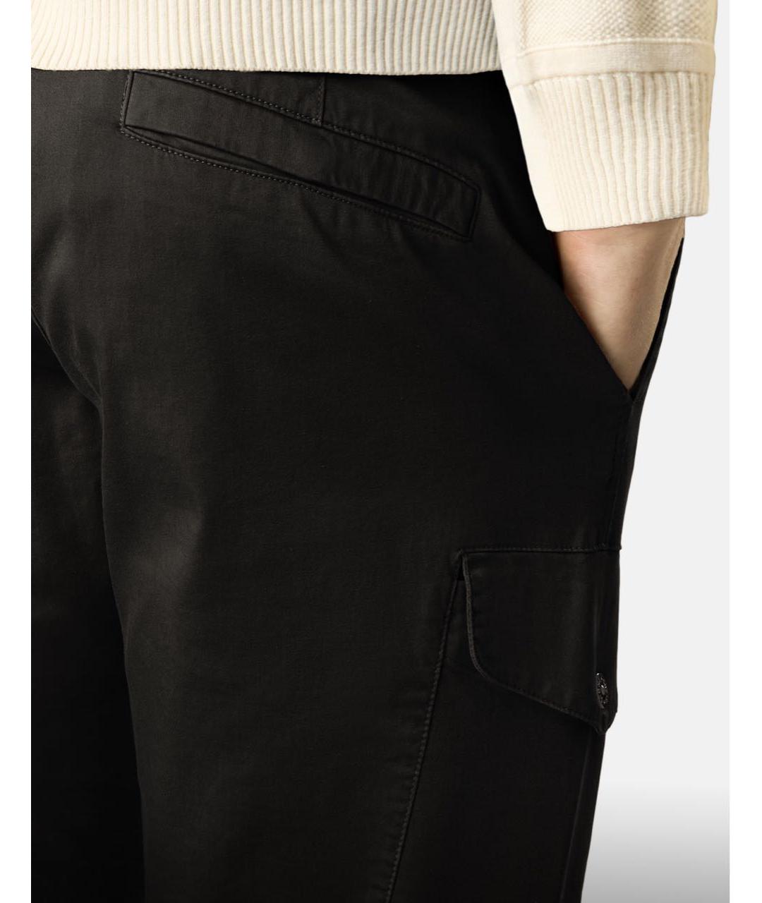 STONE ISLAND Черные хлопковые повседневные брюки, фото 5