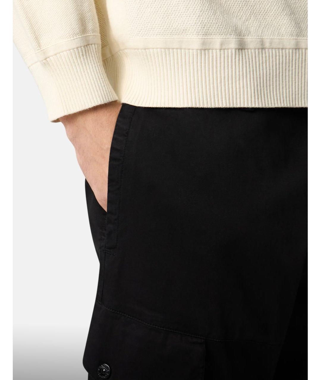 STONE ISLAND Черные хлопковые повседневные брюки, фото 4