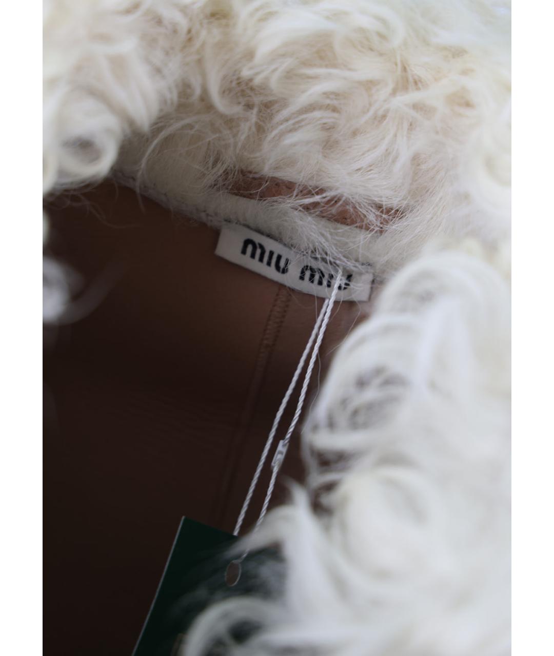 MIU MIU Белая меховая дубленка, фото 3