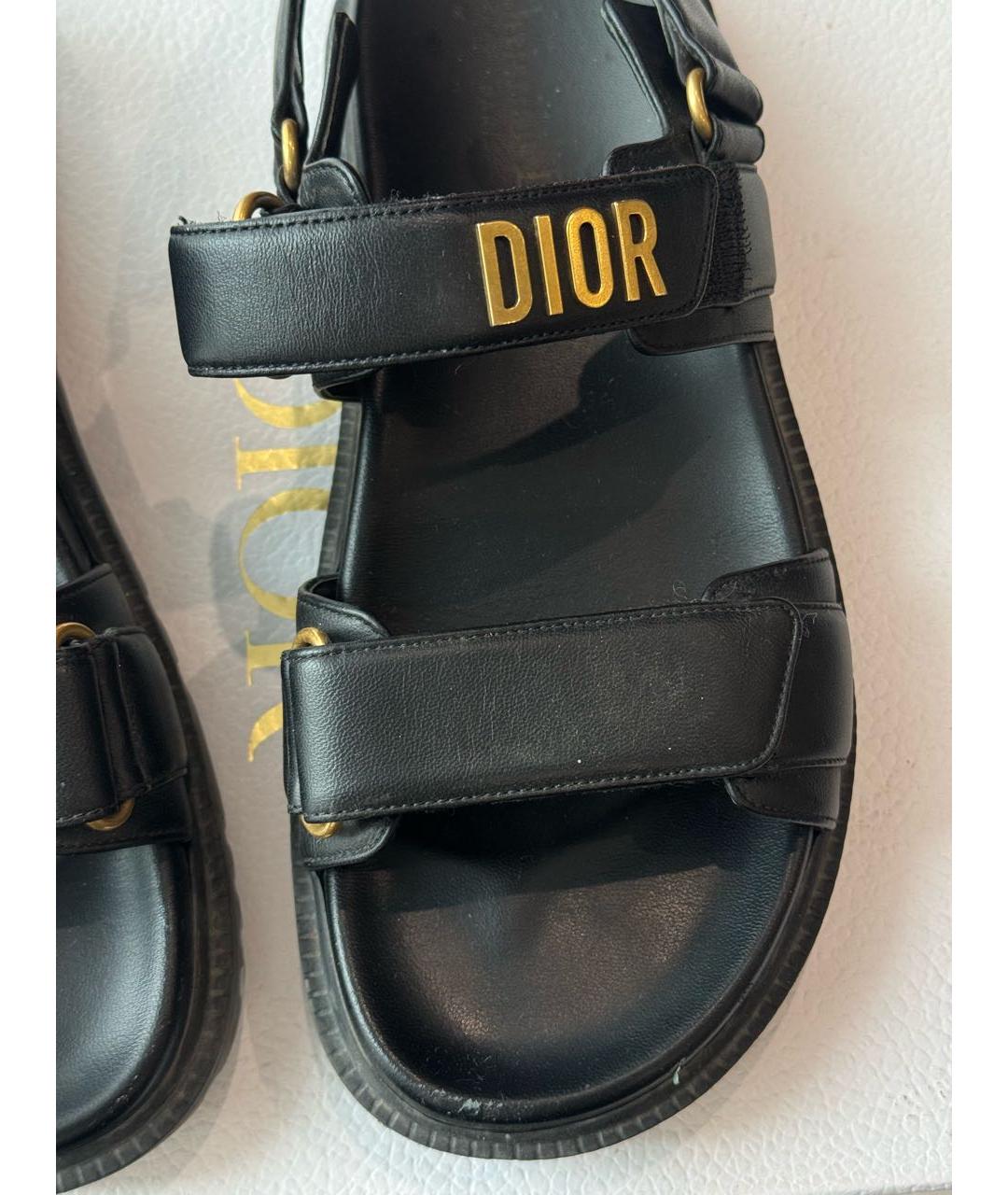 CHRISTIAN DIOR Черные кожаные сандалии, фото 7