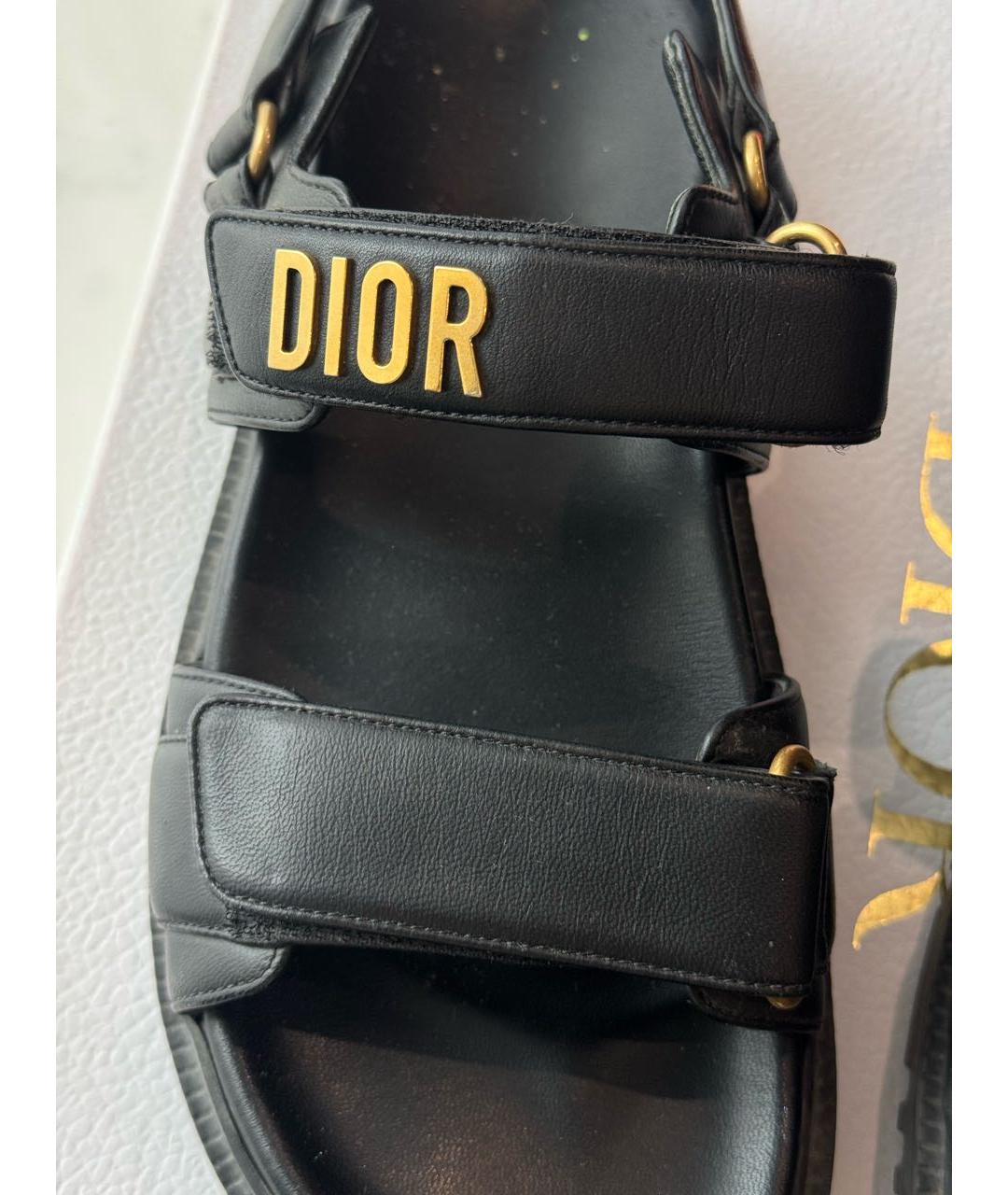 CHRISTIAN DIOR Черные кожаные сандалии, фото 6