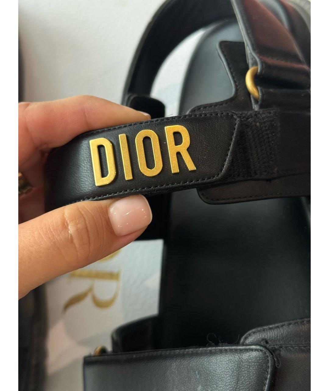 CHRISTIAN DIOR Черные кожаные сандалии, фото 5