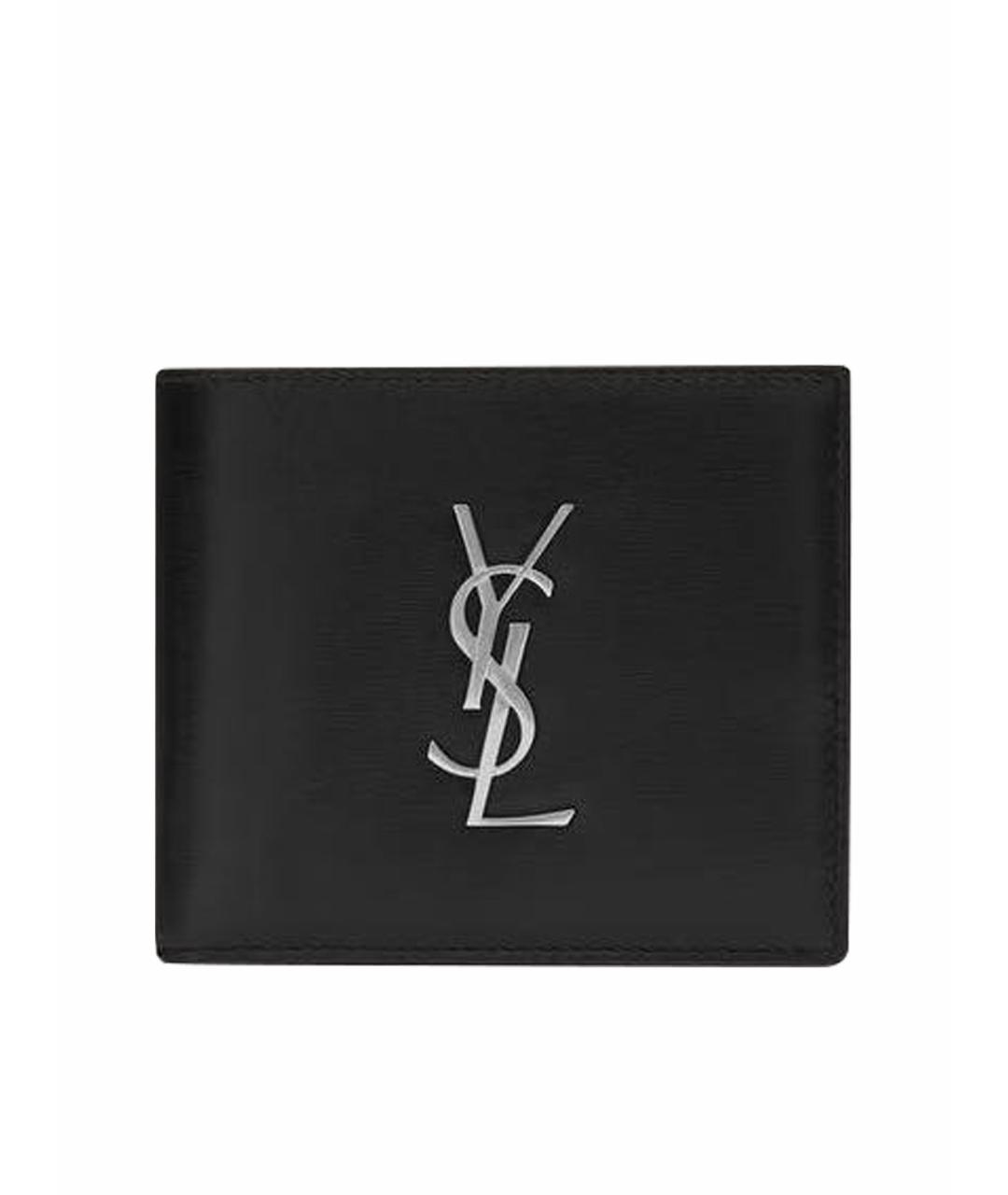 SAINT LAURENT Черный кожаный кошелек, фото 1