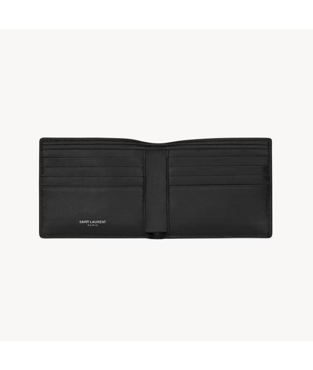 SAINT LAURENT Черный кожаный кошелек, фото 4
