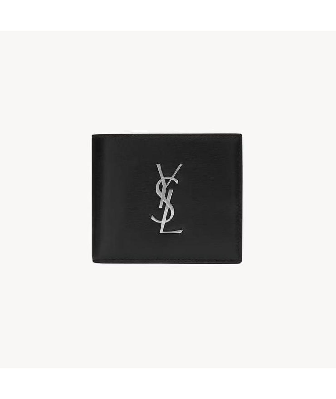 SAINT LAURENT Черный кожаный кошелек, фото 6