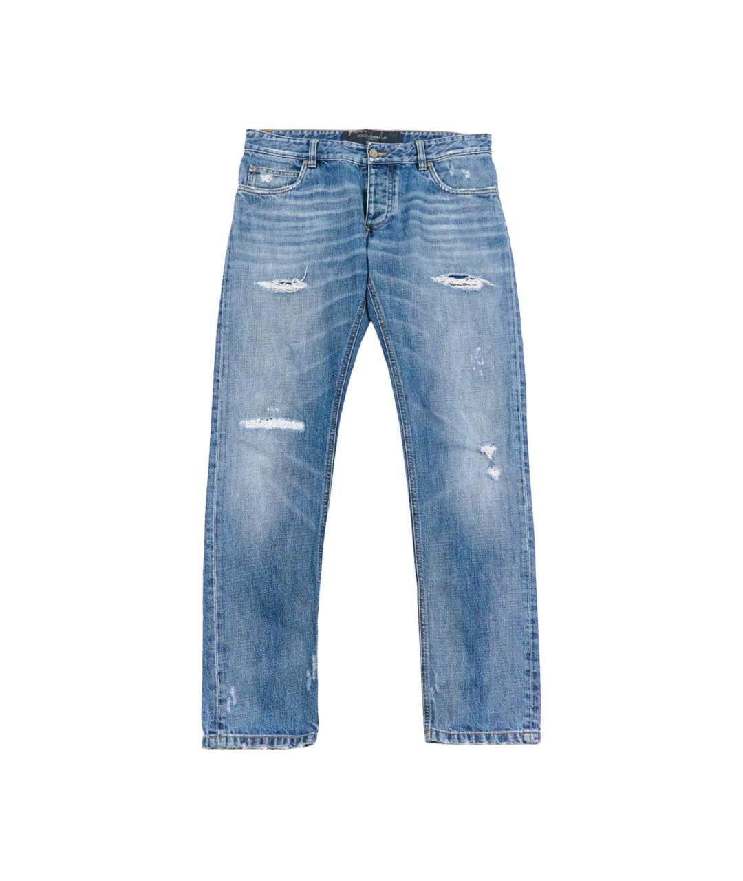 DOLCE&GABBANA Голубые хлопковые прямые джинсы, фото 1