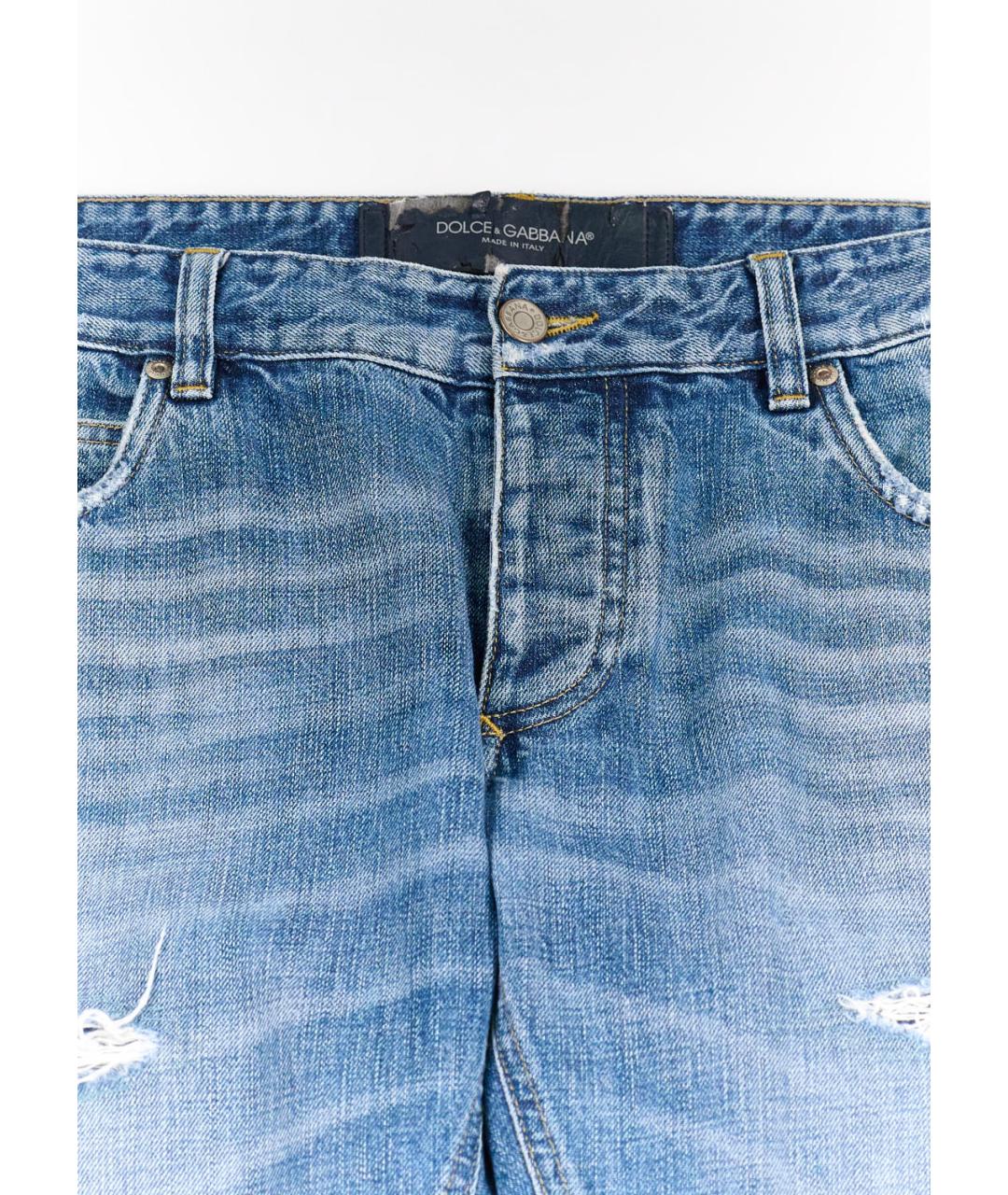 DOLCE&GABBANA Голубые хлопковые прямые джинсы, фото 3
