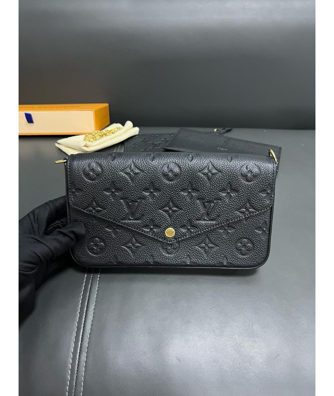 LOUIS VUITTON Черная кожаная сумка через плечо, фото 9