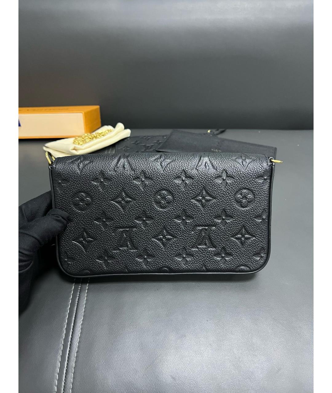 LOUIS VUITTON Черная кожаная сумка через плечо, фото 3