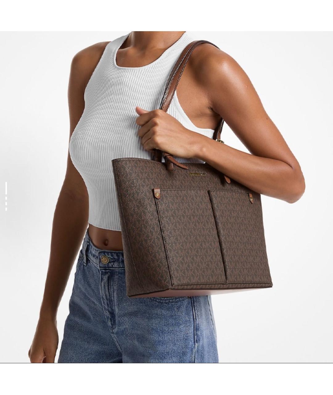 MICHAEL KORS Коричневая сумка с короткими ручками из искусственной кожи, фото 4