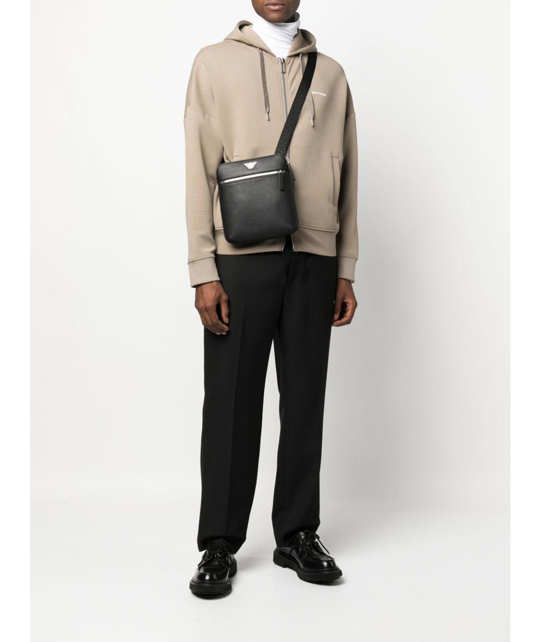 EMPORIO ARMANI Черная сумка тоут из искусственной кожи, фото 3