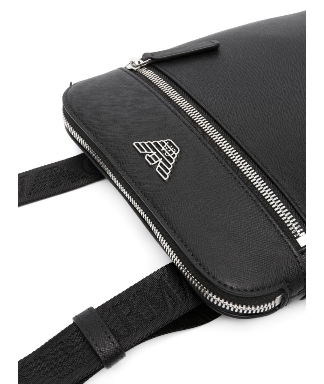 EMPORIO ARMANI Черная сумка тоут из искусственной кожи, фото 5