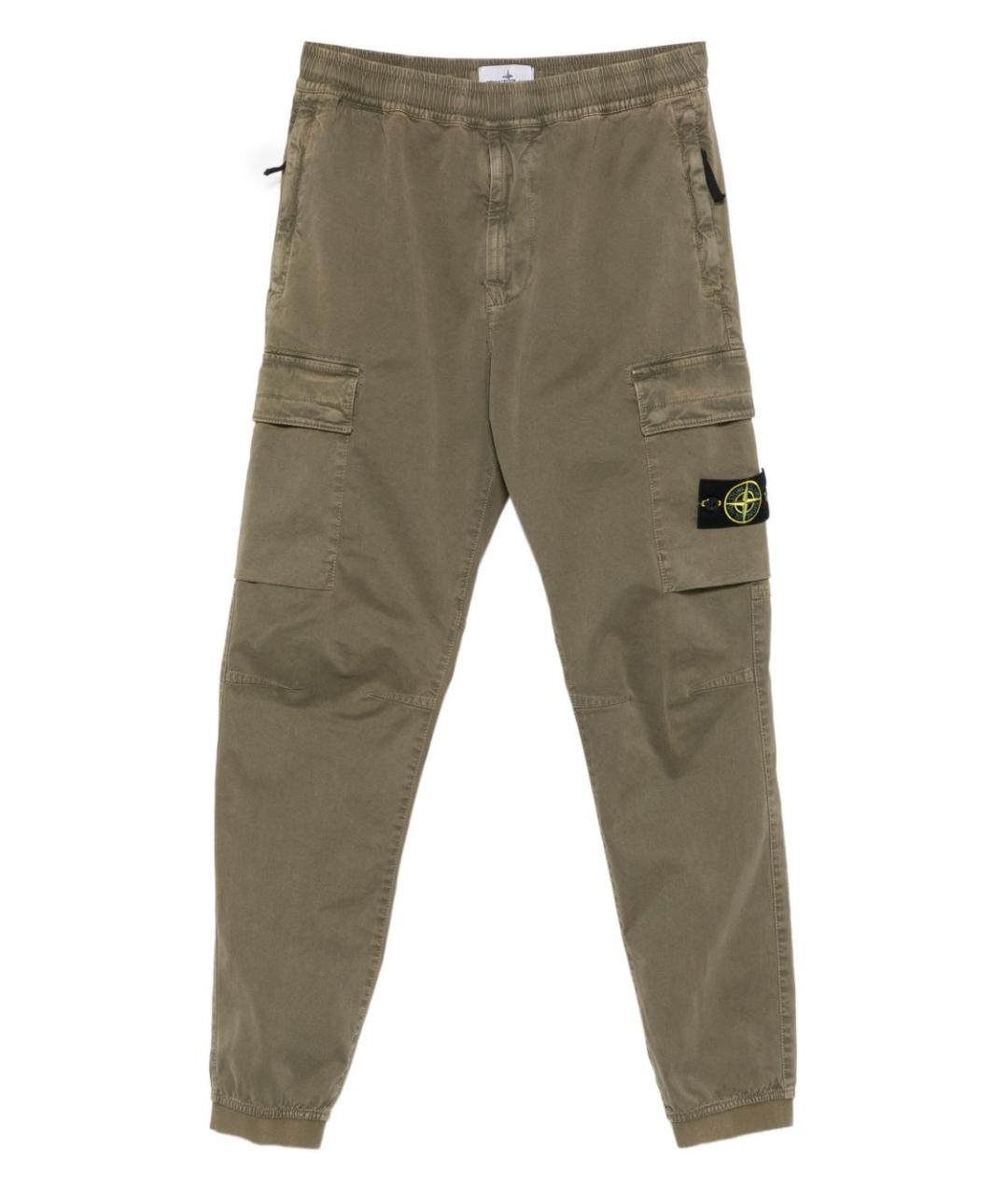 STONE ISLAND Зеленые хлопковые повседневные брюки, фото 1