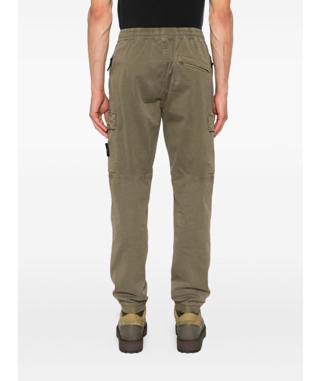 STONE ISLAND Зеленые хлопковые повседневные брюки, фото 4