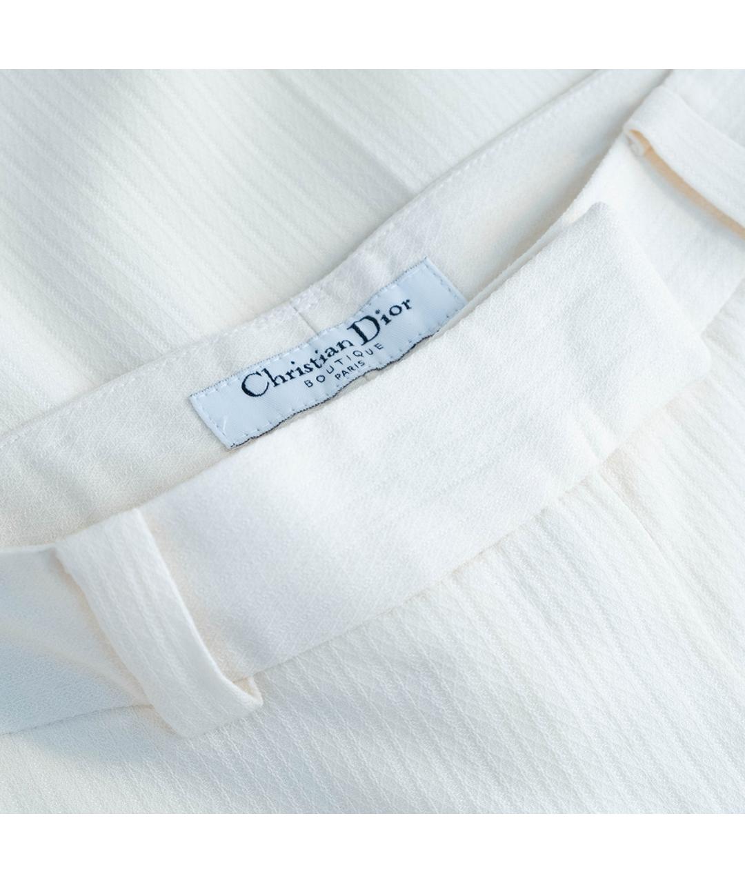 CHRISTIAN DIOR Белые шерстяные брюки широкие, фото 3