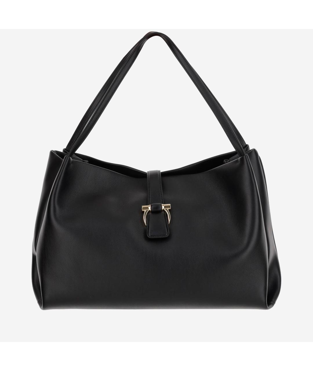FERRAGAMO Черная кожаная сумка тоут, фото 5