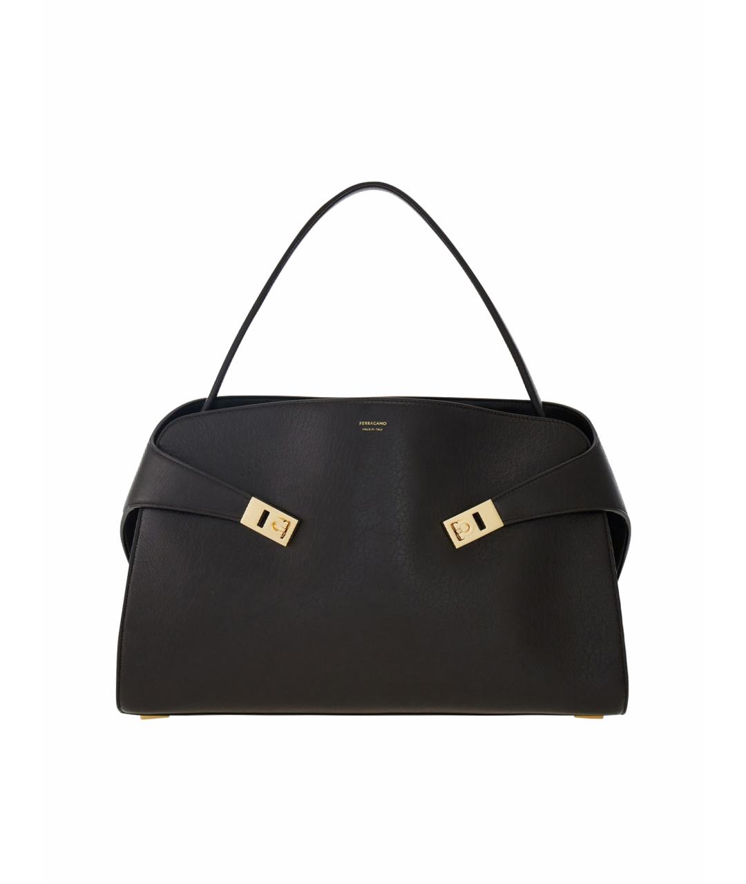 FERRAGAMO Черная кожаная сумка тоут, фото 1