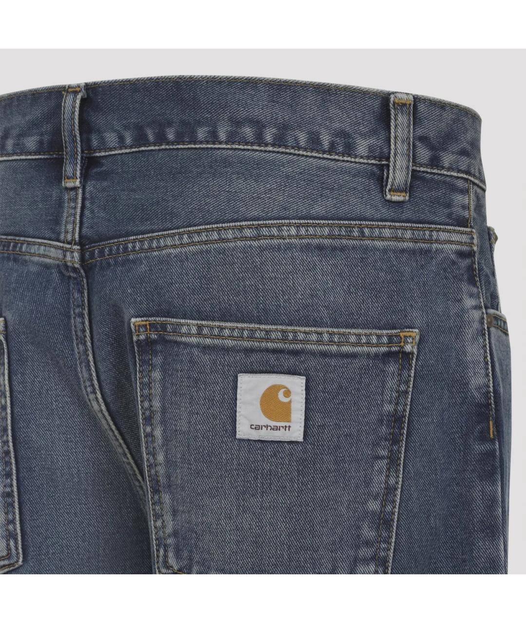 CARHARTT WIP Голубые хлопковые прямые джинсы, фото 3