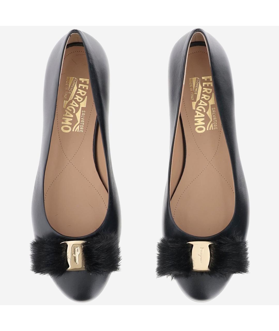 FERRAGAMO Черные кожаные балетки, фото 2