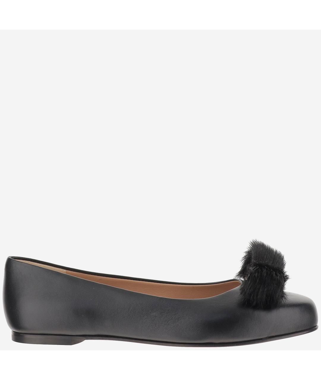FERRAGAMO Черные кожаные балетки, фото 6