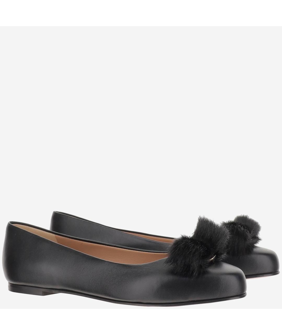 FERRAGAMO Черные кожаные балетки, фото 3