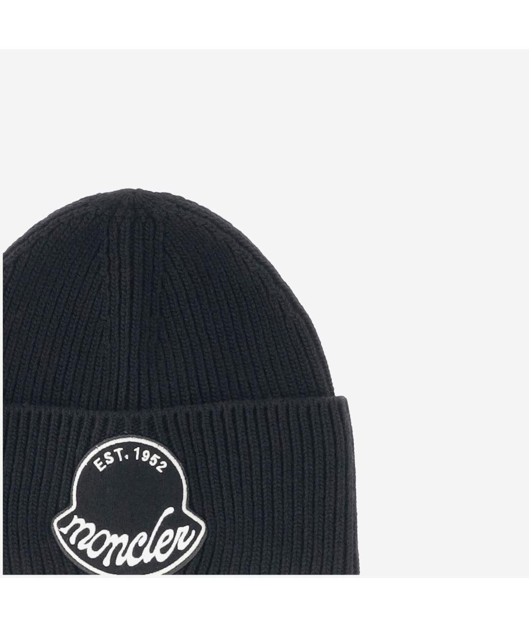 MONCLER Черная шерстяная шапка, фото 3